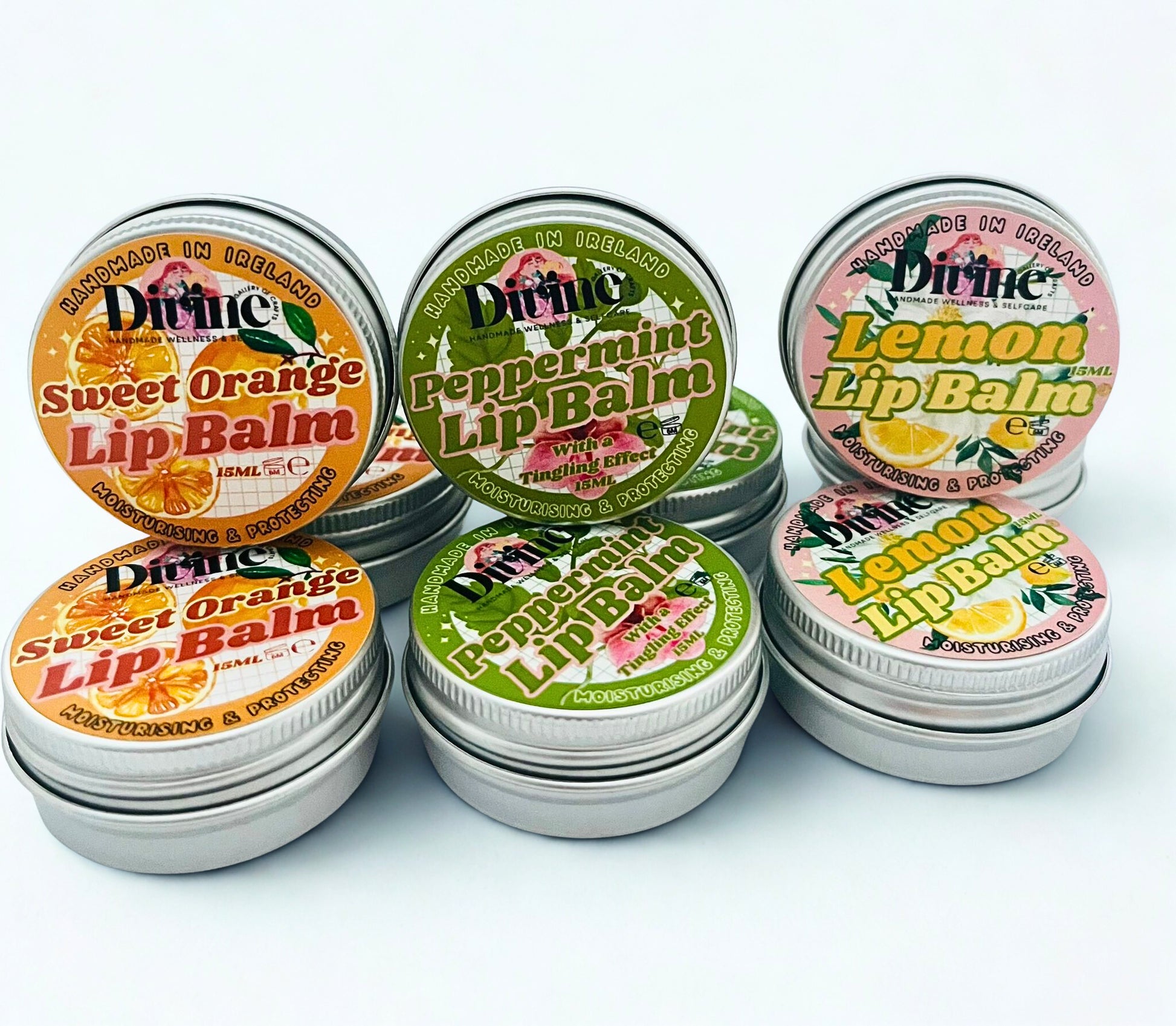 Lip Balm Trio – Lemon, Sweet Orange & Peppermint | Hydrating Natural Lip Care Set