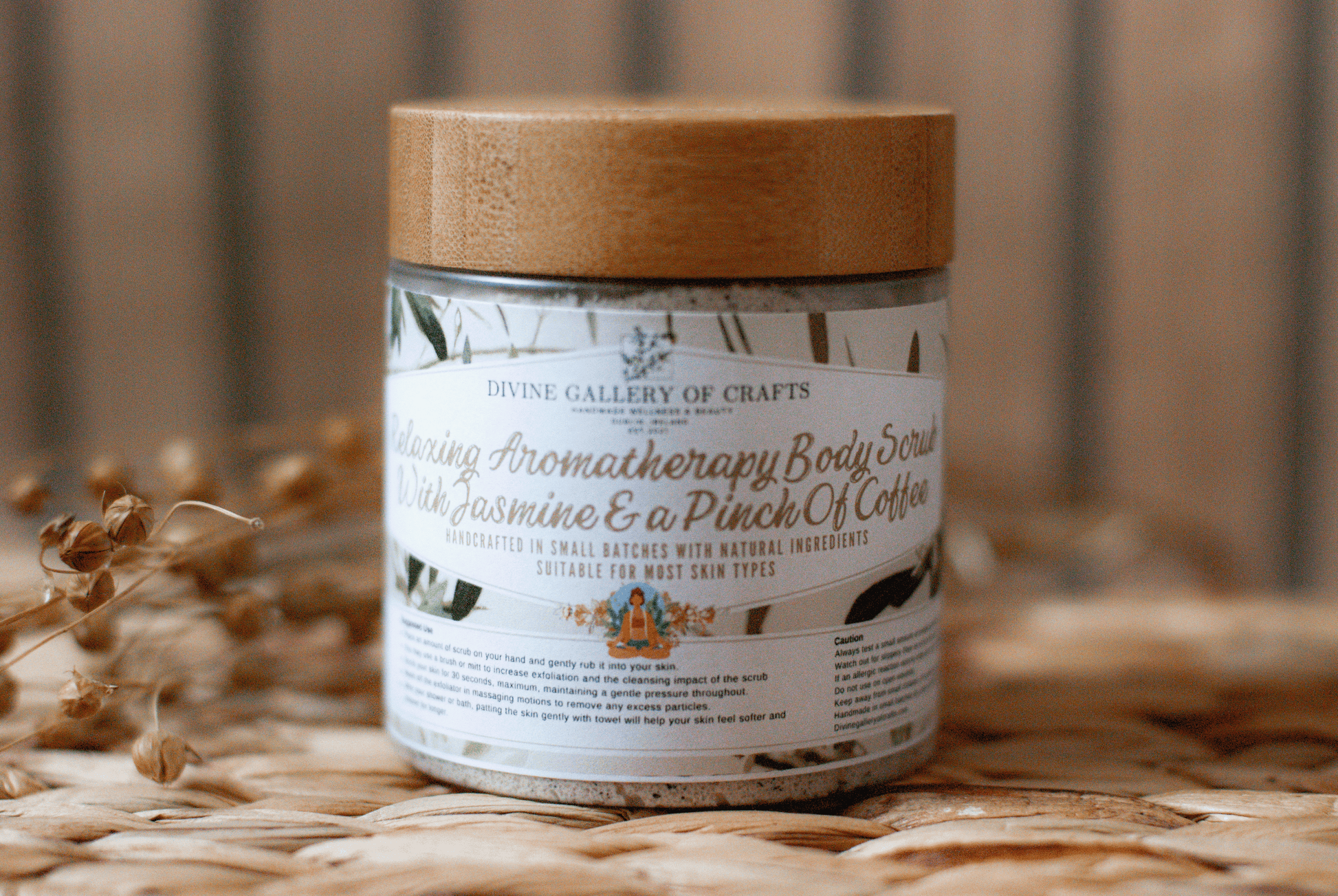 Natural Body Sugar Scrub With Jasmine & Coffee